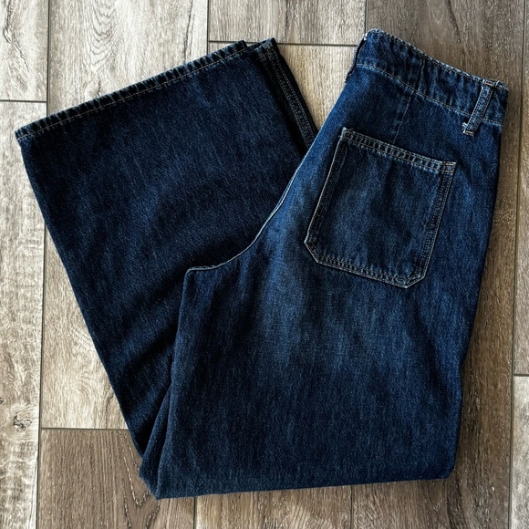 Old Navy Women’s Size 6 High-Rise Baggy Wide Leg Jeans Dark Wash Drapey Denim - Picture 11 of 14